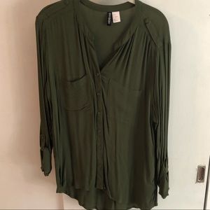 army green long sleeve button up